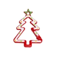 Christmas tree shaped red lacquered alloy spring clasp with colorful polka dots - Hand Painted Red