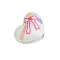 Witte hartvormige acrylkraal met roze strik en kleurrijke patronen voor DIY sieraden - Hart / Wit