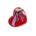 Rode hartvormige acryl kraal met zwart strikpatroon voor DIY-sleutelhangers maken - Hart / Rood