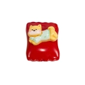 Cute shiba inu dog acrylic bead charm in green outfit on red square base for DIY jewelry - Square Candy / Animal - Bright Red