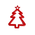 Red Christmas tree shaped alloy spring hook carabiner keychain with a star detail - Plain Red