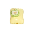 Light yellow acrylic square bead with a 3D green apple motif for DIY jewelry making - Square Candy / Fruit - Light Yellow
