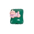 Pink cartoon cat resin bead with yellow birthday hat for DIY jewelry making - Square Candy / Animal - Dark Green