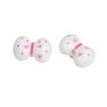 Acryl strikkralen in wit met roze stippen voor DIY-sieraden en sleutelhangers maken - 8 Rijgaten / Wit
