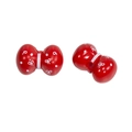 Paar rode acryl strikkralen met witte stippen voor handgemaakte DIY-sieraden maken - 8 Rijgaten / Rood