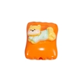 Cute Shiba Inu acrylic charm in green pajamas on orange base for DIY jewelry making - Square Candy / Animal - Orange