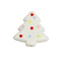 White ceramic Christmas tree bead with colorful dots and bottom hole for DIY jewelry - Christmas Tree / White