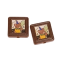 Square resin bear bead with vintage illustration for DIY jewelry making and crafts - Dark Coffee