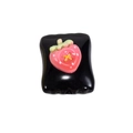 Acrylic square beads with pink strawberry motif for DIY jewelry making and accessories - Square Candy / Fruit - Black