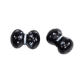 Coppia di perle a fiocco in acrilico nero con pois bianchi per gioielli fai-da-te - 8 Fori per Corda / Nero