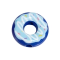 Deep blue acrylic donut charm with light blue frosting and colorful sprinkles pattern - Donut / 10 Pieces Pack / Sapphire Blue