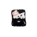Acrylic square bead featuring a cute black and white spotted cat charm for DIY jewelry - Square Candy / Animal - Black