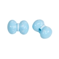 Perline a fiocco in acrilico azzurro con pois bianchi per creazione di gioielli - 8 Fori per Corda / Blu