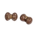 Perle a fiocco in acrilico marrone cioccolato per gioielli fai-da-te con pois dorati - 8 Fori per Corda / Caffè Scuro