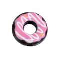 Black acrylic donut bead with pink frosting and colorful sprinkles for DIY jewelry - Donut / 10 Pieces Pack / Black