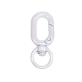Fibbia a molla ovale con rivestimento perlato azzurro e anello girevole per portachiavi fai-da-te - Luccichio delicato / Bianco