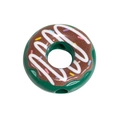 Dark green acrylic donut bead with chocolate syrup design for DIY jewelry making - Donut / 10 Pieces Pack / Dark Green