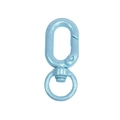 Light blue glitter oval spring gate ring with 360-degree swivel lobster clasp - Fine Shimmer / Blue