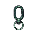 Oval spring snap hook with swivel ring in chameleon green purple gradient finish - Fine Shimmer / Dark Green