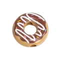 Brown donut-shaped acrylic bead with chocolate coating and colorful spots for DIY crafts - Donut / 10 Pieces Pack / Light Coffee