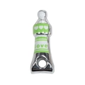 Silver acrylic charm shaped like a paint tube with a green love print and hearts - Spring Green