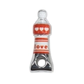 Silver tube pendant with red enamel, love text and heart patterns for DIY jewelry - Red