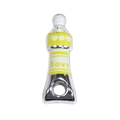 Lighthouse shaped silver metal bead charm with yellow enamel and love heart detail - Yellow