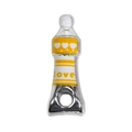 Polished silver charm bead with yellow love text and white hearts for DIY jewelry - Orange