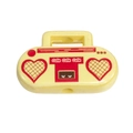 Abalorio de radio de acrílico amarillo con corazón rojo para joyas DIY y llaveros - Accesorio de Radio Inflable / Amarillo