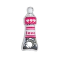 Silver acrylic pigment tube pendant with pink love motifs for DIY jewelry crafting - Rose Red