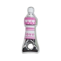 Acrylic silver pigment tube charm with love lettering and hearts for jewelry DIY - Rose Purple