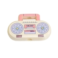 Cuenta de acrílico con forma de radio retro crema con asa rosa y detalles florales - Accesorio de Radio Inflable / Blanco Roto