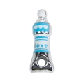 Silver baby bottle DIY pendant with blue love letter and heart enamel pattern - Light Blue