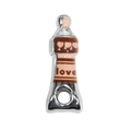 Polished metal lighthouse charm with love text and hearts for DIY jewelry - Dark Coffee