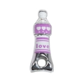 Silver acrylic paint tube charm with purple love heart for DIY jewelry making - Purple