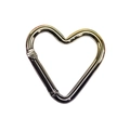 Polished silver heart-shaped aluminum carabiner clip with spring gate for DIY keychains - Black+Yellow