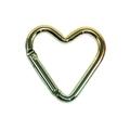 Polished silver heart shaped aluminum carabiner clip for DIY keychains and accessories - Yellow & Green