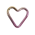 Mousqueton en forme de cœur en aluminium avec dégradé doré et rose métal - Jaune et Rose Rouge