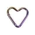 Mousqueton en cœur aluminium arc-en-ciel avec fermoir à ressort pour porte-clés DIY - Jaune & Violet