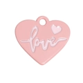Pink heart-shaped metal alloy charm with embossed Love lettering for DIY jewelry making - Heart / Pink
