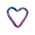 Mousqueton en aluminium en forme de cœur avec dégradé bleu et violet pour porte-clés - Bleu + Violet