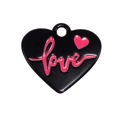 Black enamel heart charm with pink Love lettering for keychains and DIY crafts - Heart / Black
