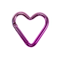 Mousqueton métallique en forme de cœur en aluminium violet magenta brillant - Rouge Rose