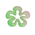 Perlina a fiore in acrilico satinato con sfumatura verde e rosa per gioielli fai-da-te - Ragazza Fiore / Verde Opaco