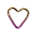 Mousqueton cœur en aluminium avec finition métallique dégradée or et rose-violet - Rose rouge+Jaune