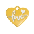 Yellow heart alloy pendant with white love script and tiny heart detail for DIY charms - Heart / Yellow