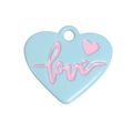 Light blue heart charm with pink Love text and small red heart for DIY accessory - Heart / Blue