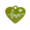 Olive green heart-shaped enamel charm with light mint love lettering for DIY jewelry - Heart / Dark Green