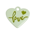 Light green heart alloy pendant with dark green love lettering for DIY jewelry - Heart / Milky Green
