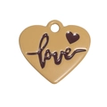 Light coffee heart-shaped alloy pendant with love engraving for keychains and DIY crafts - Heart / Light Coffee